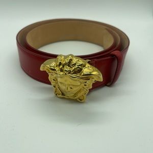Size 38 mens red & gold Versace belt